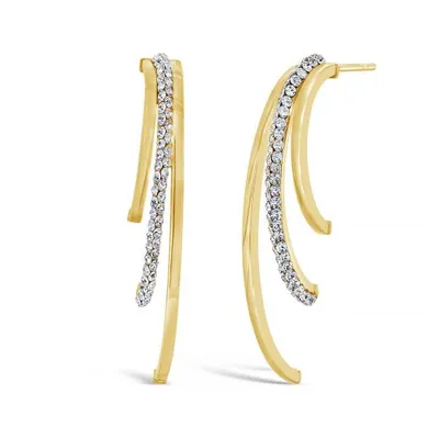 10K Yellow Gold Crystals Wing Earrings