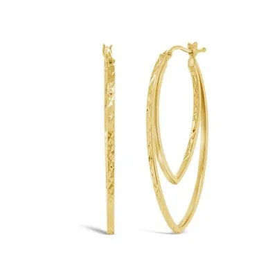 10K Yellow Gold Diamond Cut Double "V" Earrings