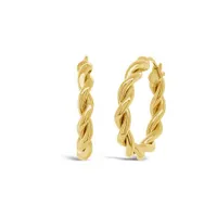 10K Yellow Gold Torchon Two Tubes Hoops