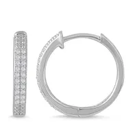 10K White Gold Double Row 0.12CTW Diamond Hoops