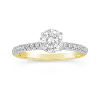 14K Yellow & White Gold 1.25CTW Diamond Solitaire with Side Accents Ring