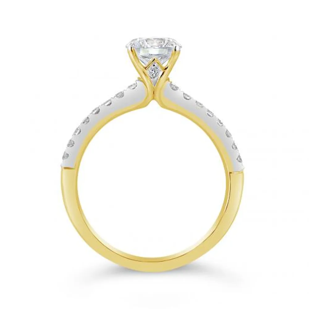 14K Yellow & White Gold 1.25CTW Diamond Solitaire with Side Accents Ring