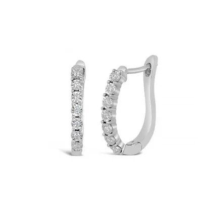 Sterling Silver 0.09CTW Diamond Hoops