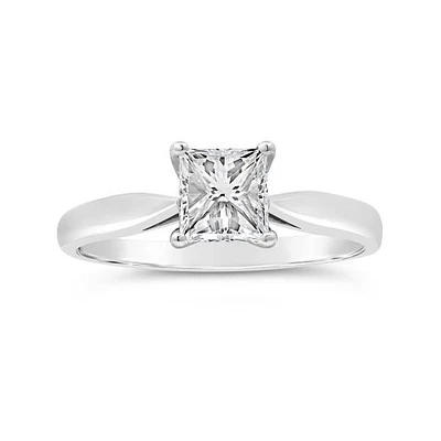 14K White Gold 1.00CT Glacier Fire Princess Cut Diamond Solitaire Ring