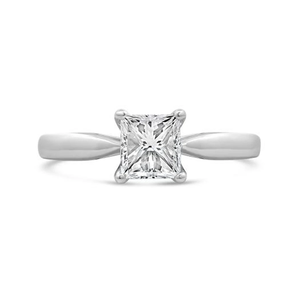 14K White Gold 1.00CT Glacier Fire Princess Cut Diamond Solitaire Ring