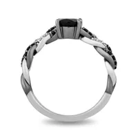 Enchanted Disney Sterling Silver Black & White 0.23CTW Diamond and Onyx Ring