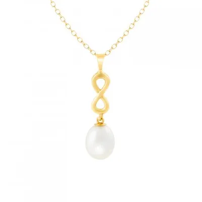 10K Yellow Gold 7-8mm Pearl Infinity Pendant