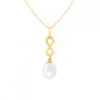 10K Yellow Gold 7-8mm Pearl Infinity Pendant