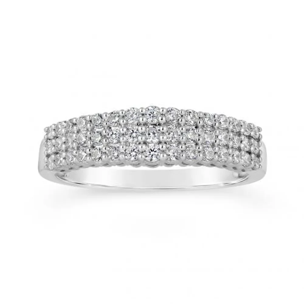 10K White Gold Three Row 0.50CTW Diamond Band