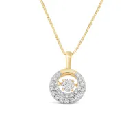 10K Yellow Gold 0.31CTW Dancing Diamond Circle Pendant