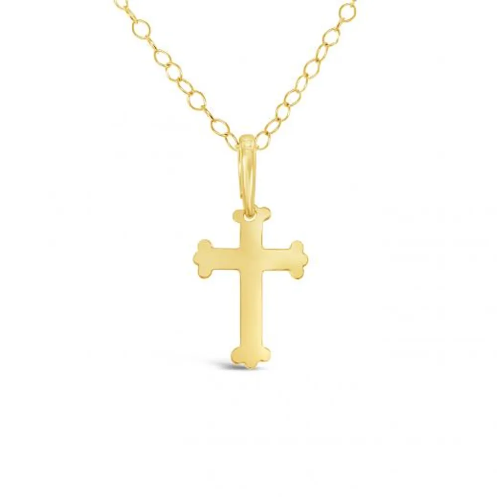 10K Gold 17mm Cross Pendant Necklace