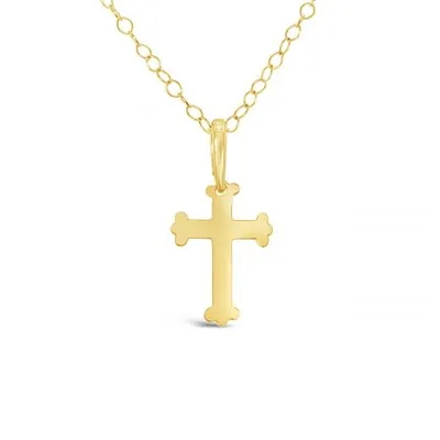 10K Gold 17mm Cross Pendant Necklace