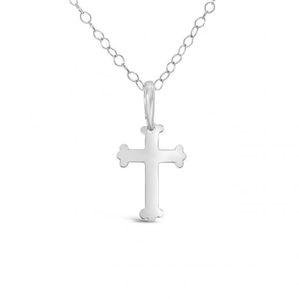 10K White Gold 17mm Cross Pendant Necklace