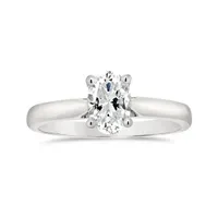 14K White Gold Oval Cut Diamond Solitaire Ring 1.00CT I2/I