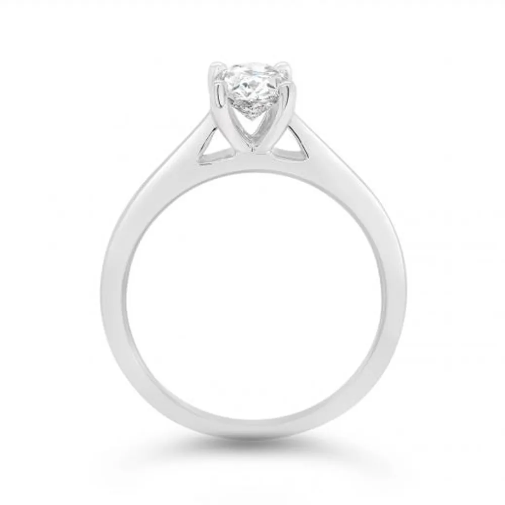 14K White Gold Oval Cut Diamond Solitaire Ring 1.00CT I2/I