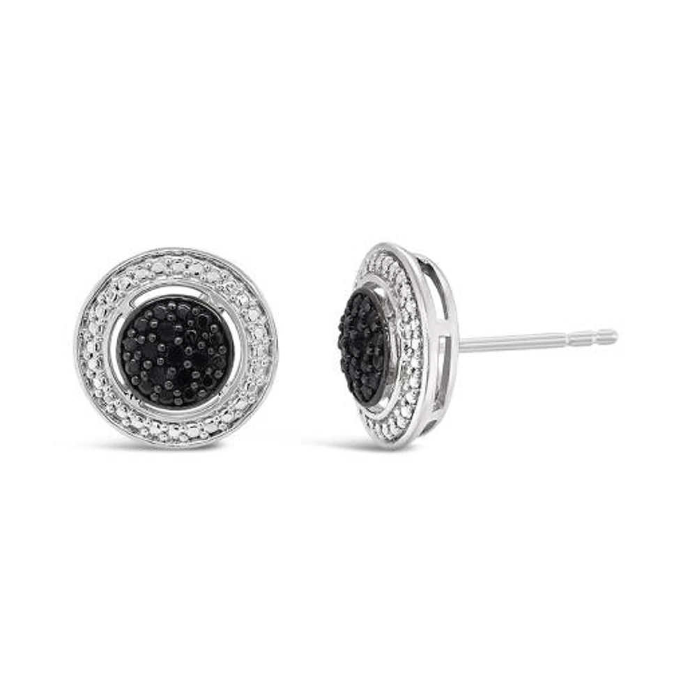 Sterling Silver 0.09CTW Black Diamond Round Studs