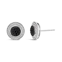 Sterling Silver 0.09CTW Black Diamond Round Studs
