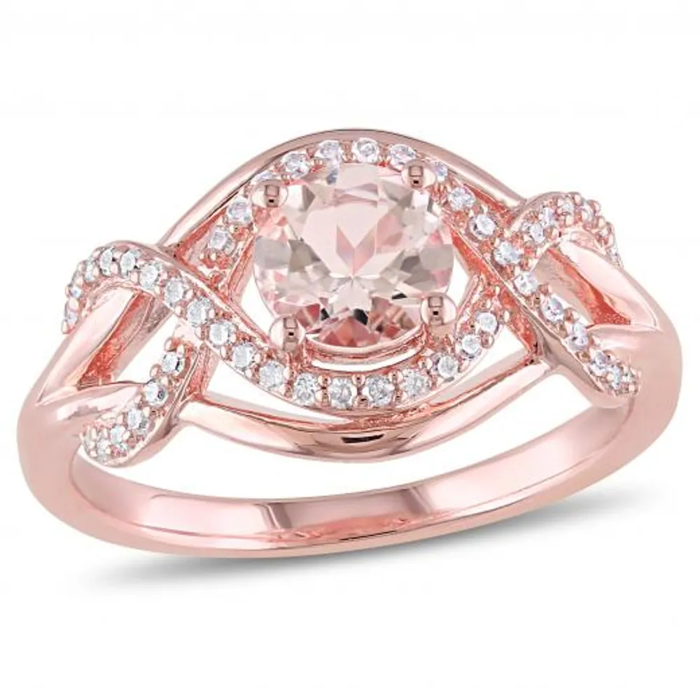 Julianna B Sterling Silver Morganite & Diamond Ring