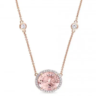 Julianna B 14K Rose Gold Morganite, White Sapphire & Diamond Necklace