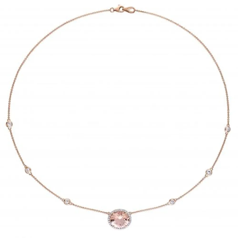 Julianna B 14K Rose Gold Morganite, White Sapphire & Diamond Necklace