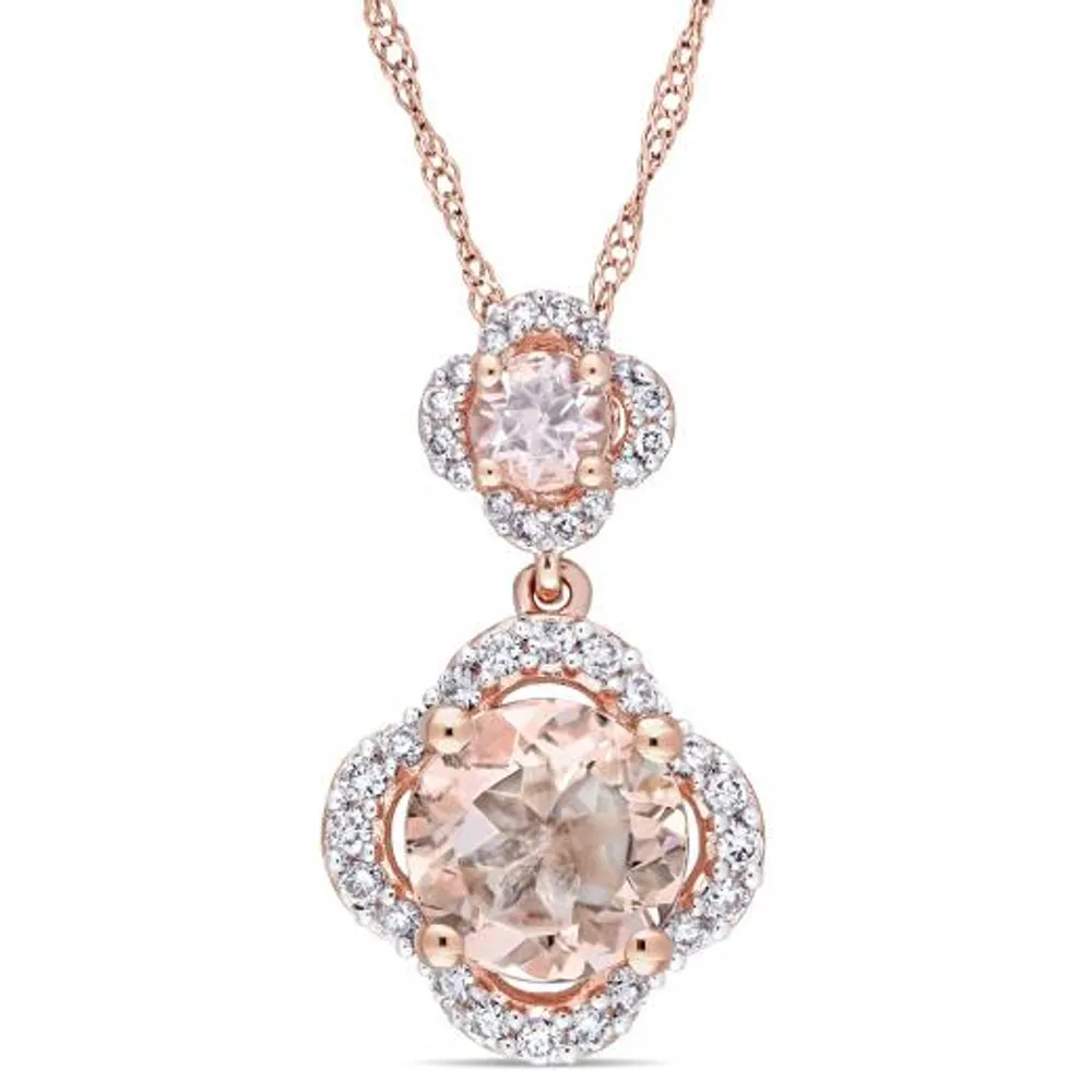 Julianna B 14K Rose Gold Morganite & Diamond Necklace