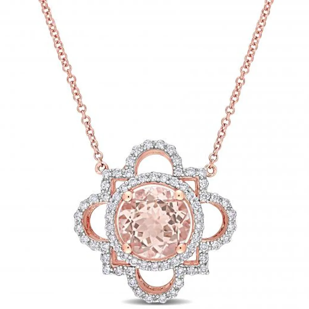 Julianna B 14K Rose Gold Morganite & Diamond Necklace