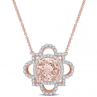 Julianna B 14K Rose Gold Morganite & Diamond Necklace