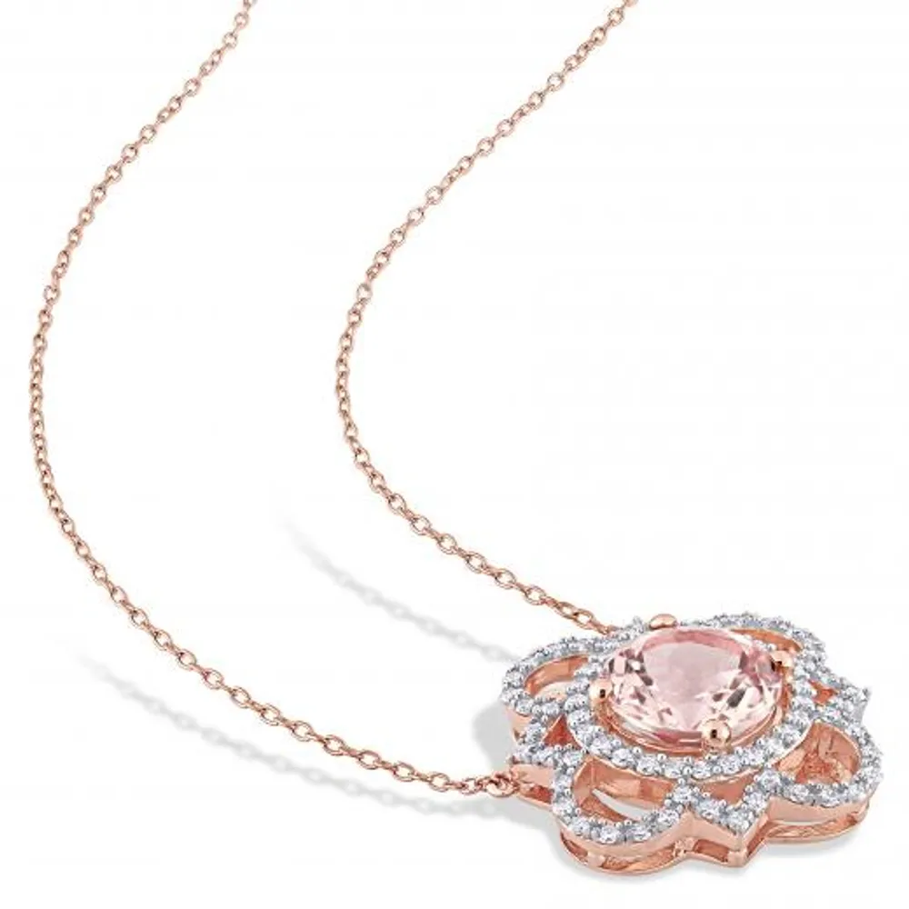 Julianna B 14K Rose Gold Morganite & Diamond Necklace