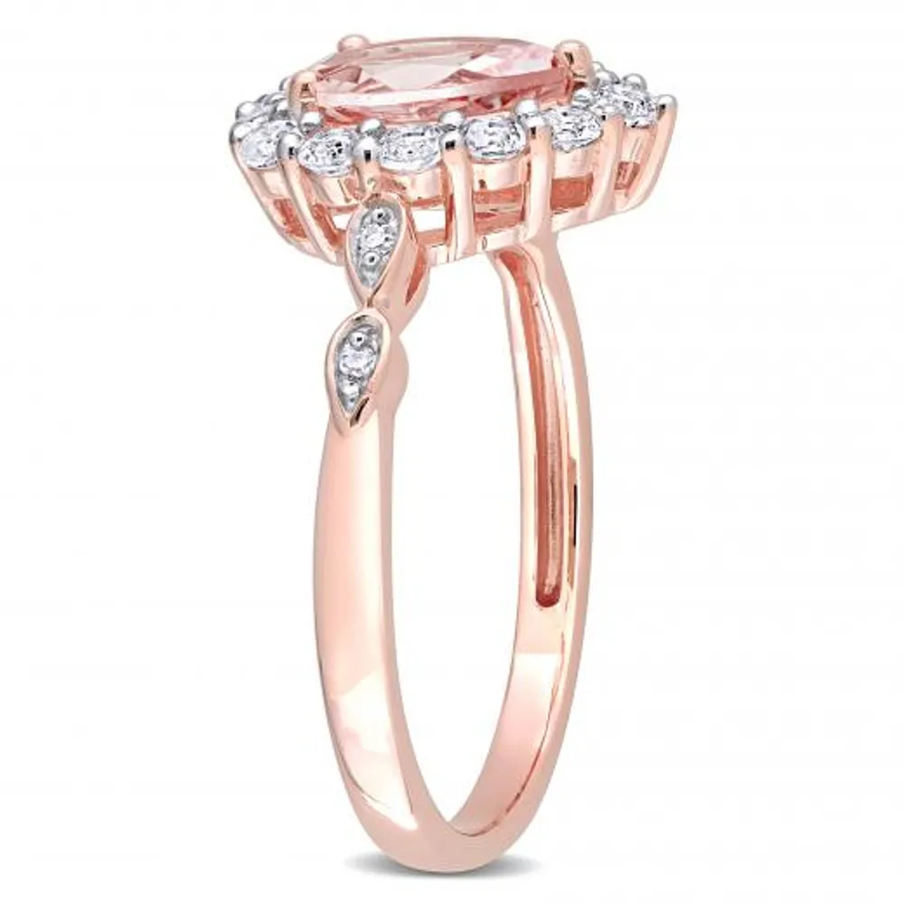 Julianna B 10K Rose Gold Morganite, White Topaz & Diamond Ring