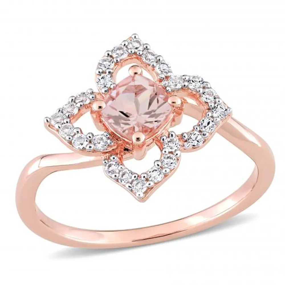 Julianna B Sterling Silver Morganite & White Topaz Ring