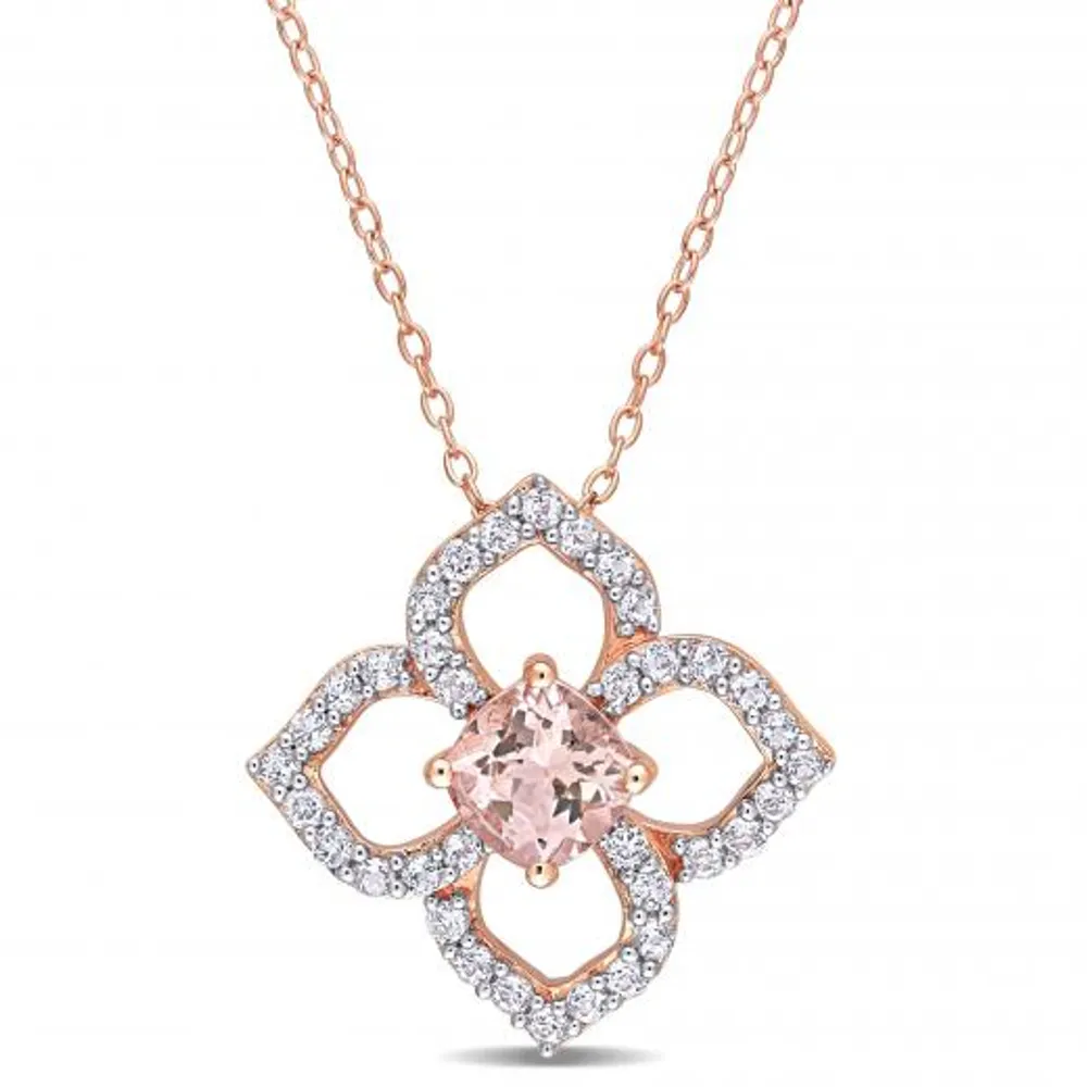 Julianna B Sterling Silver Morganite & White Topaz Necklace