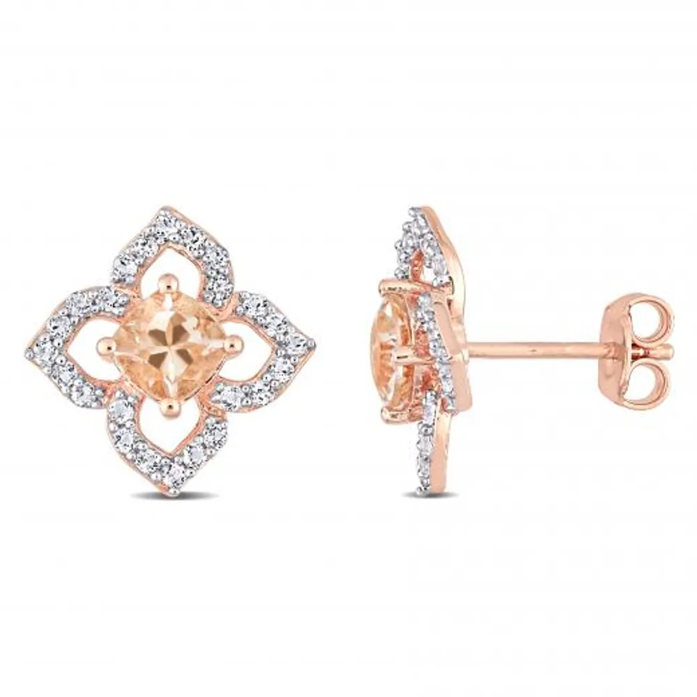 Julianna B Sterling Silver Morganite & Diamond Earrings