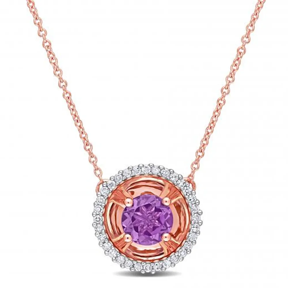 Julianna B 10K Rose Gold Amethyst & Diamond Fashion Pendant