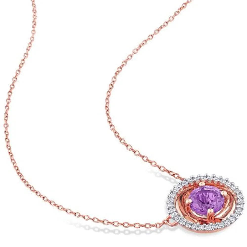 Julianna B 10K Rose Gold Amethyst & Diamond Fashion Pendant