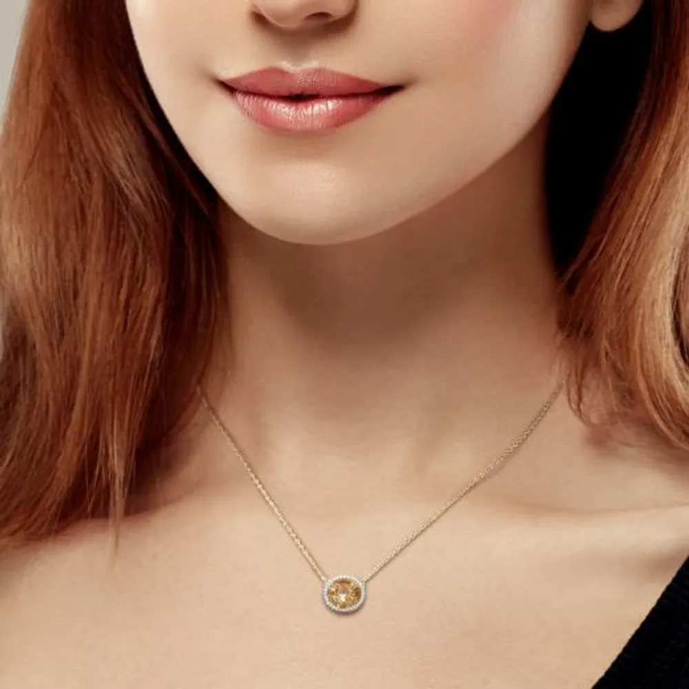 Julianna B 10K Yellow Gold Citrine & Diamond Fashion Pendant