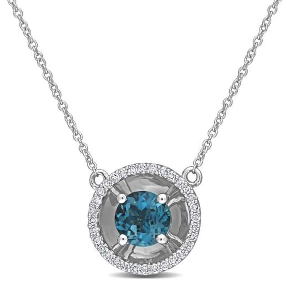 Julianna B 10K White Gold London Blue Topaz & Diamond Fashion Pendant