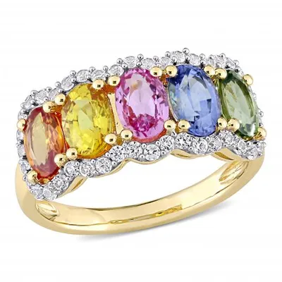 Julianna B 14K Yellow Gold Multi Colour Sapphire Ring