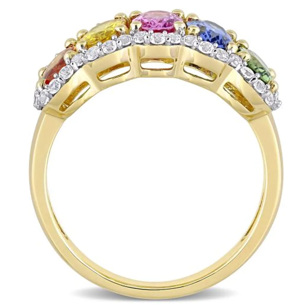 Julianna B 14K Yellow Gold Multi Colour Sapphire Ring