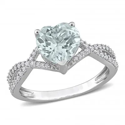 Julianna B 14K White Gold Aquamarine & Diamond Fashion Ring