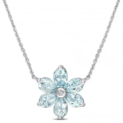 Julianna B 14K White Gold Aquamarine & Diamond Pendant