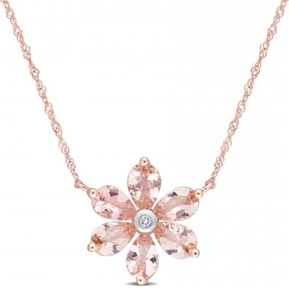 Julianna B 10K Rose Gold Morganite & Diamond Pendant