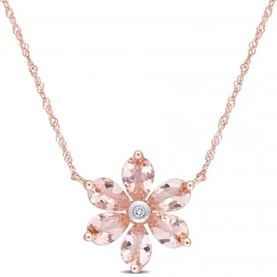 Julianna B 10K Rose Gold Morganite & Diamond Pendant