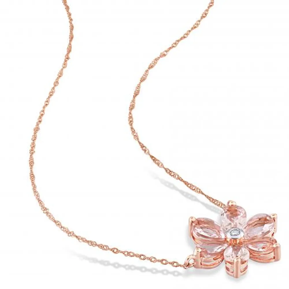 Julianna B 10K Rose Gold Morganite & Diamond Pendant