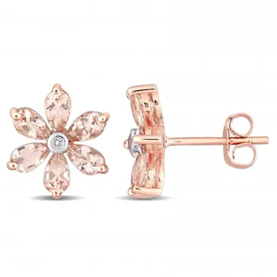 Julianna B 10K Rose Gold Morganite & Diamond Earrings