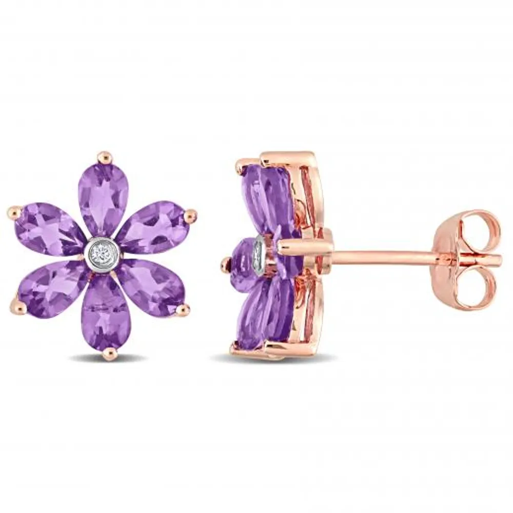 Julianna B 14K Rose Gold Amethyst & Diamond Earrings