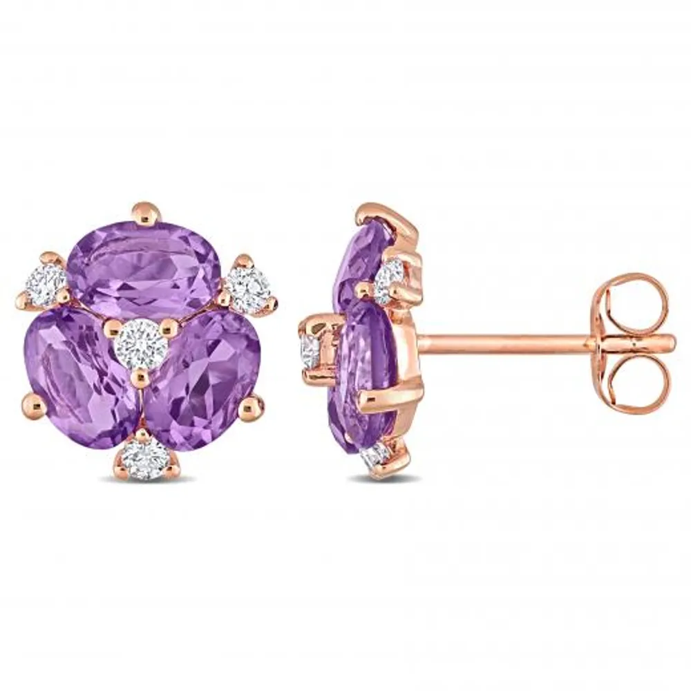 Julianna B 14K Rose Gold Amethyst & Diamond Earrings