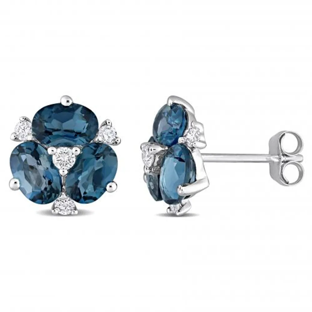 Julianna B 14K White Gold Blue Topaz & Diamond Earrings