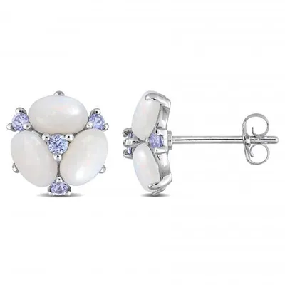 Julianna B 14K White Gold Opal & Tanzanite Earrings