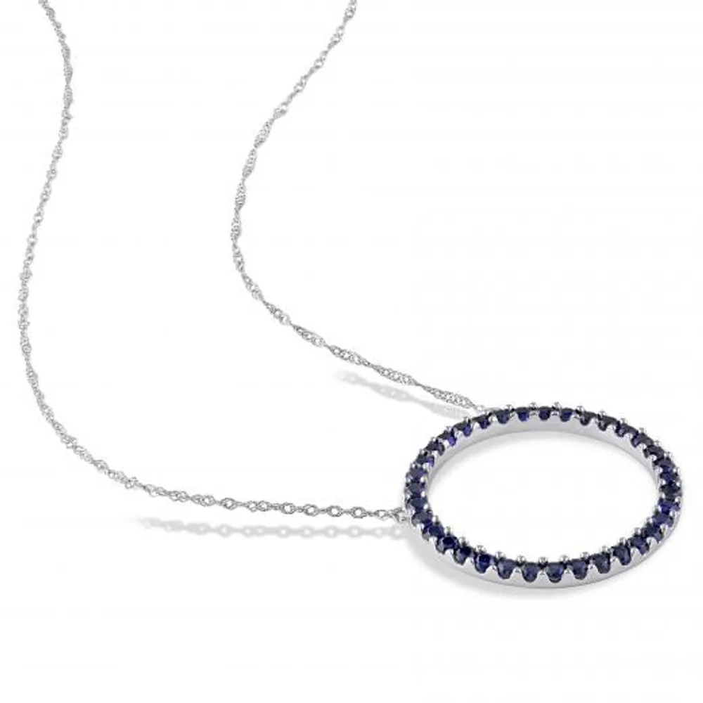 Julianna B 10K White Gold Created Blue Sapphire Fashion Pendant