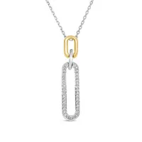 Sterling Silver & 10K Yellow Gold 0.11CTW Diamond Paperclip Pendant